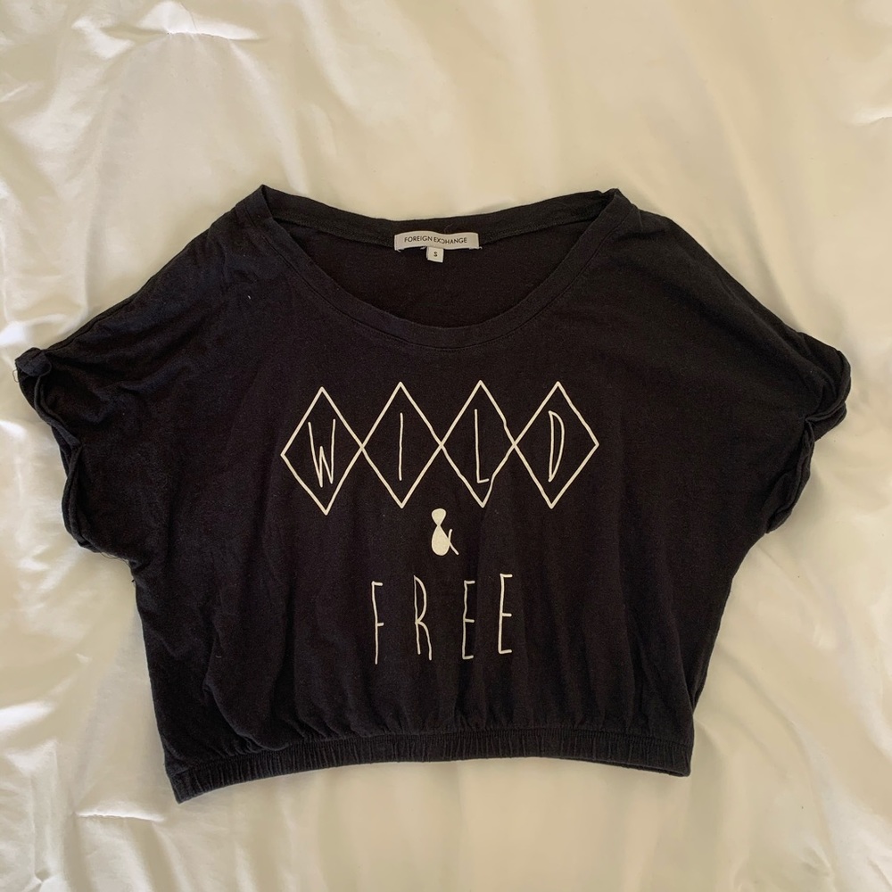Foreign exchange | black graphic crop top